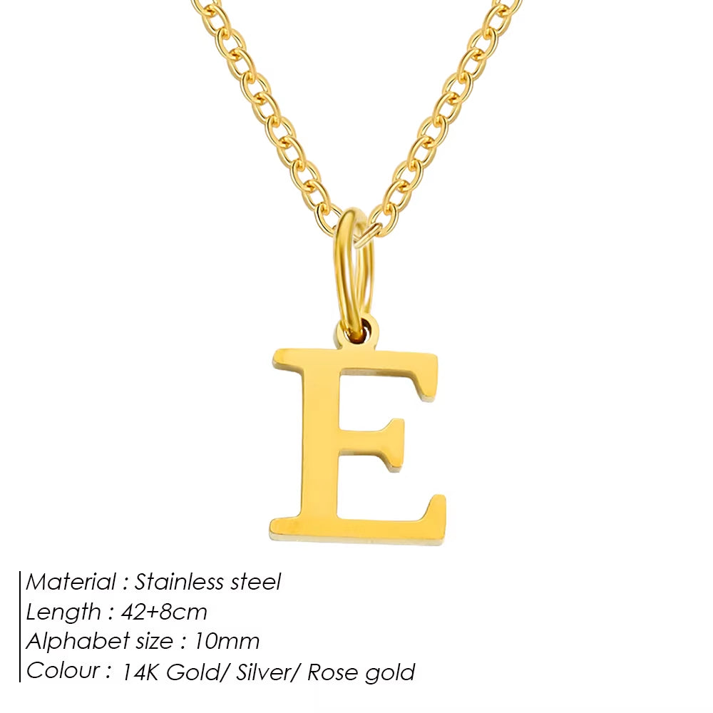Emanco Initial Necklace O Chain Stainless Steel Name Necklace DIY Alphabet Accessories A-Z