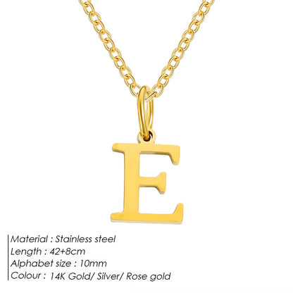 Emanco Initial Necklace O Chain Stainless Steel Name Necklace DIY Alphabet Accessories A-Z