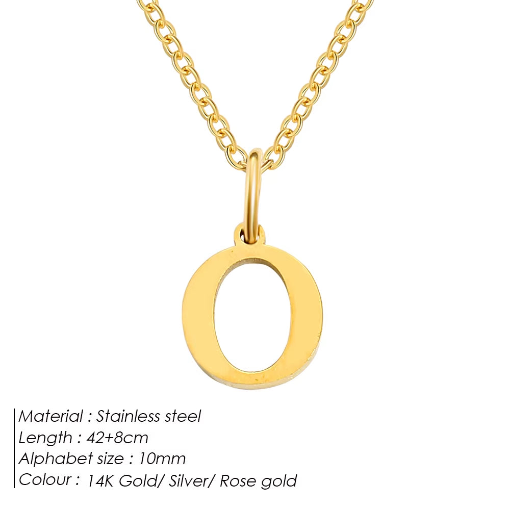 Emanco Initial Necklace O Chain Stainless Steel Name Necklace DIY Alphabet Accessories A-Z