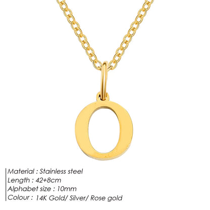 Emanco Initial Necklace O Chain Stainless Steel Name Necklace DIY Alphabet Accessories A-Z