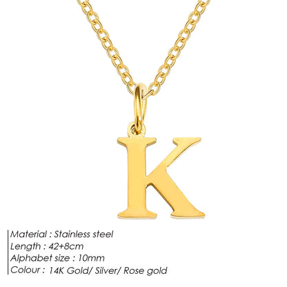 Emanco Initial Necklace O Chain Stainless Steel Name Necklace DIY Alphabet Accessories A-Z
