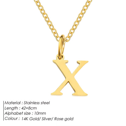 Emanco Initial Necklace O Chain Stainless Steel Name Necklace DIY Alphabet Accessories A-Z