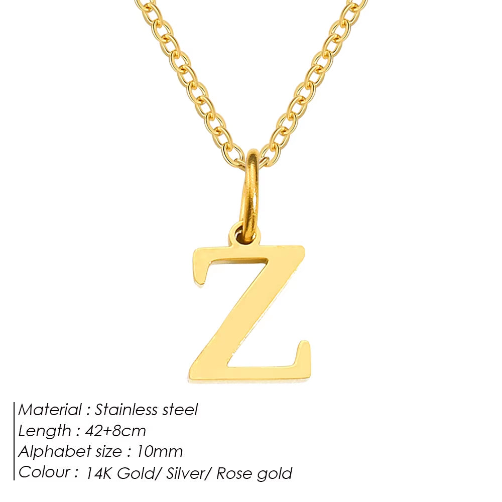 Emanco Initial Necklace O Chain Stainless Steel Name Necklace DIY Alphabet Accessories A-Z