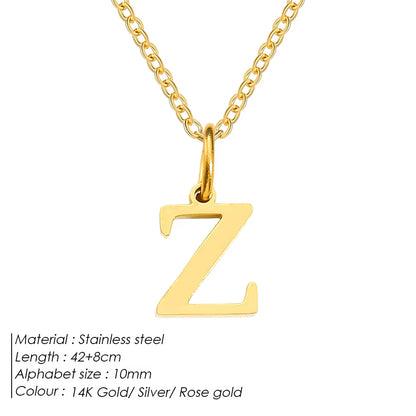 Emanco Initial Necklace O Chain Stainless Steel Name Necklace DIY Alphabet Accessories A-Z