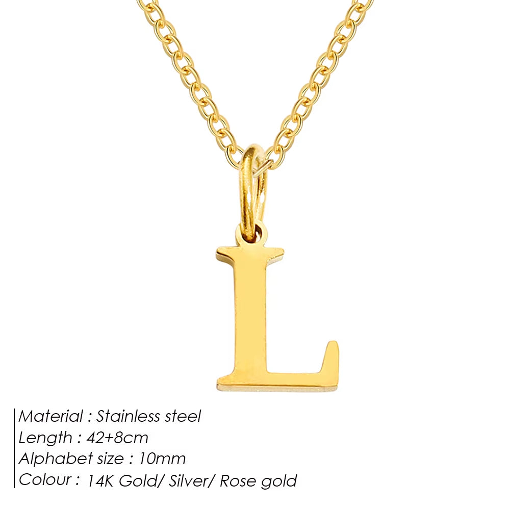 Emanco Initial Necklace O Chain Stainless Steel Name Necklace DIY Alphabet Accessories A-Z