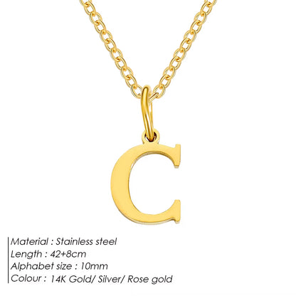 Emanco Initial Necklace O Chain Stainless Steel Name Necklace DIY Alphabet Accessories A-Z