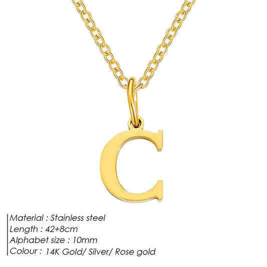Emanco Initial Necklace O Chain Stainless Steel Name Necklace DIY Alphabet Accessories A-Z