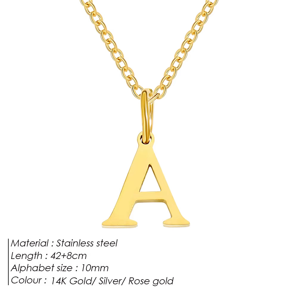 Emanco Initial Necklace O Chain Stainless Steel Name Necklace DIY Alphabet Accessories A-Z