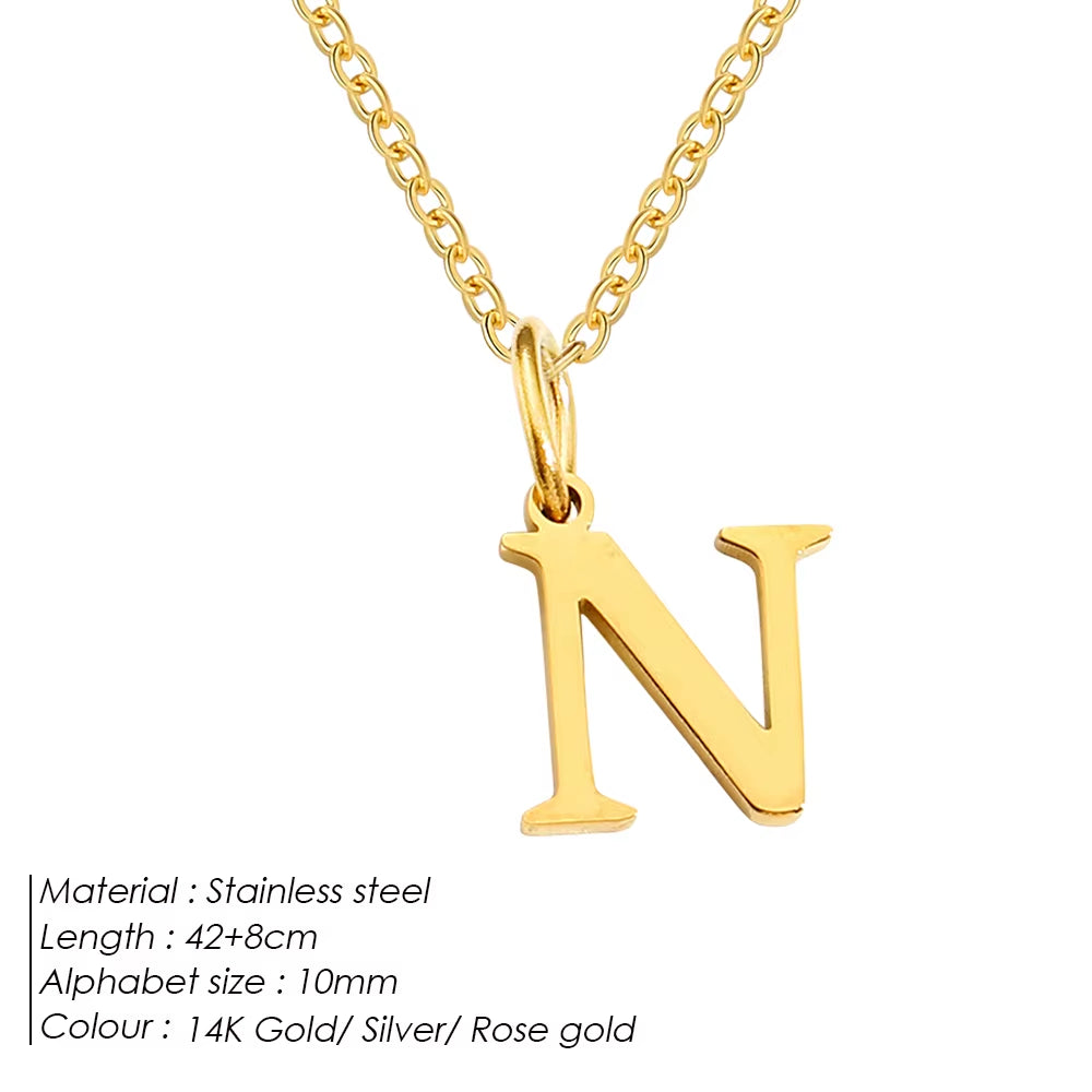 Emanco Initial Necklace O Chain Stainless Steel Name Necklace DIY Alphabet Accessories A-Z