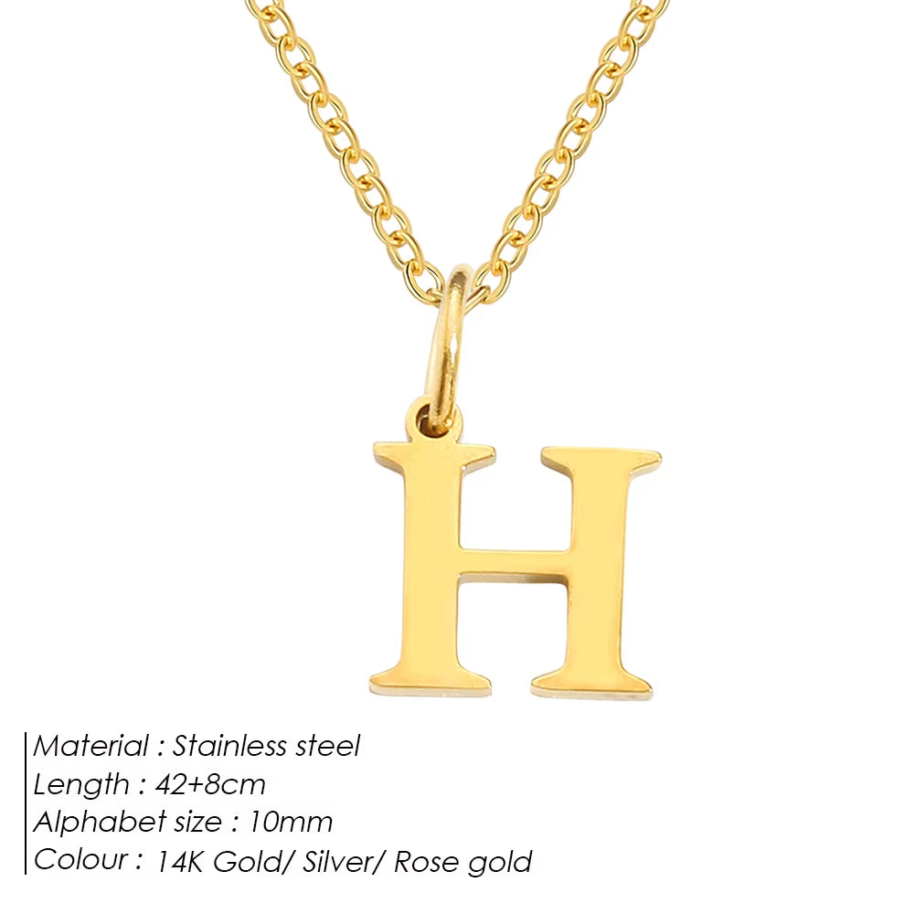 Emanco Initial Necklace O Chain Stainless Steel Name Necklace DIY Alphabet Accessories A-Z