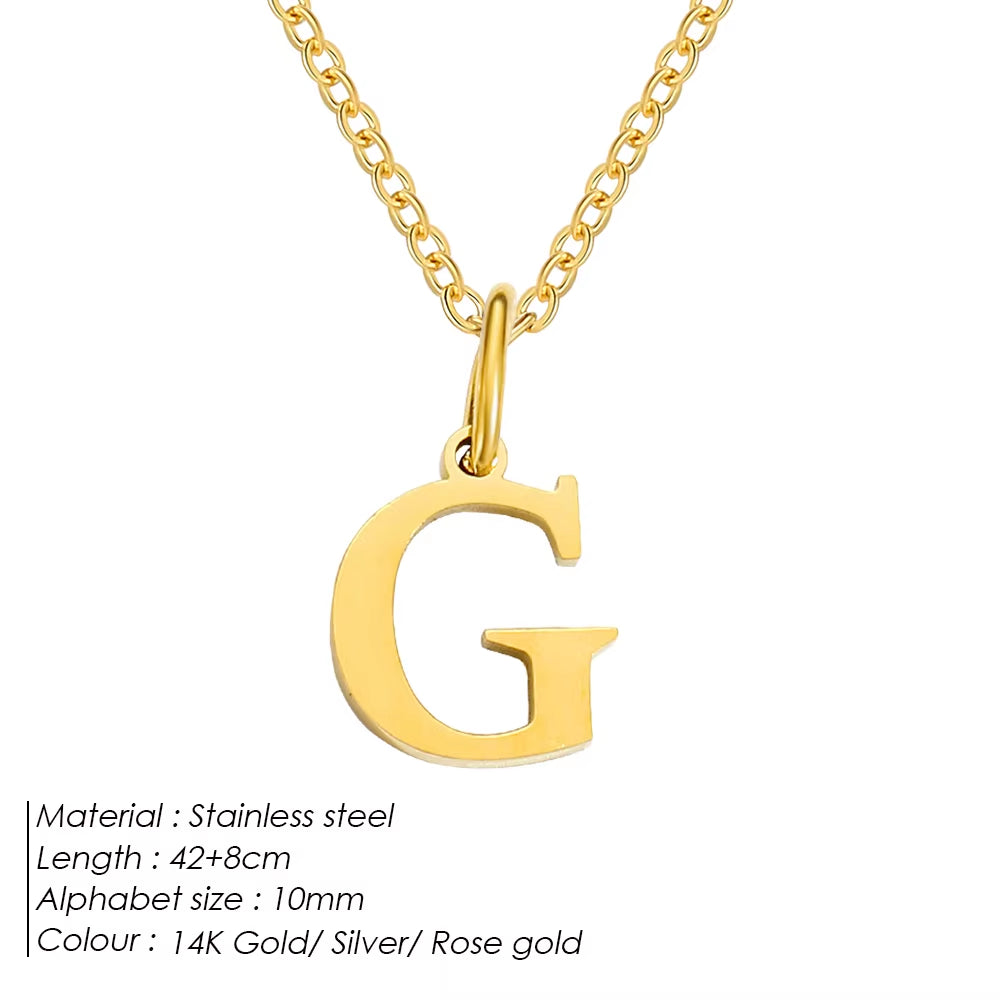Emanco Initial Necklace O Chain Stainless Steel Name Necklace DIY Alphabet Accessories A-Z