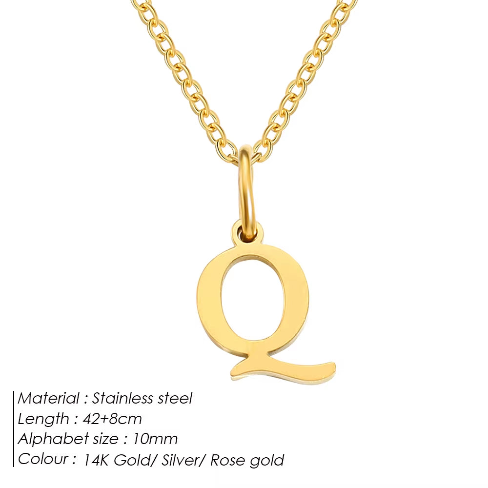 Emanco Initial Necklace O Chain Stainless Steel Name Necklace DIY Alphabet Accessories A-Z