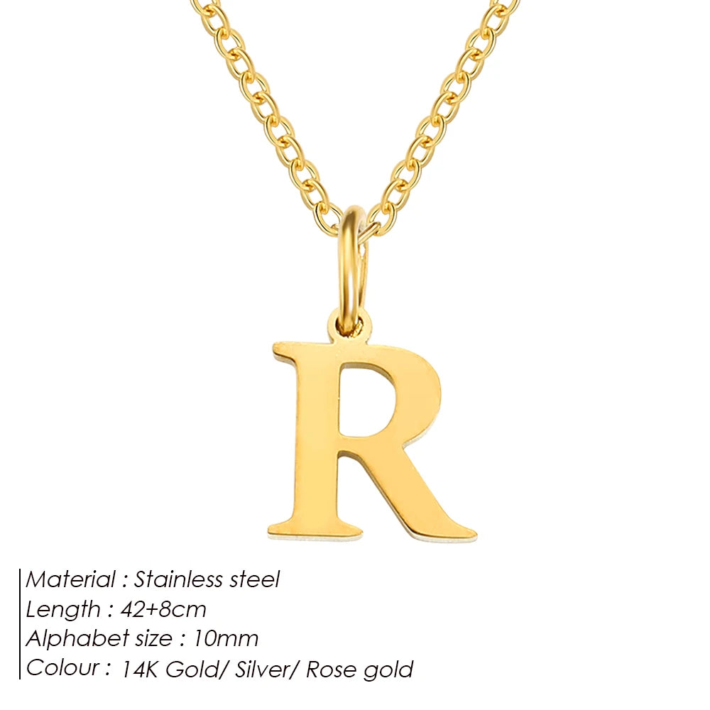 Emanco Initial Necklace O Chain Stainless Steel Name Necklace DIY Alphabet Accessories A-Z
