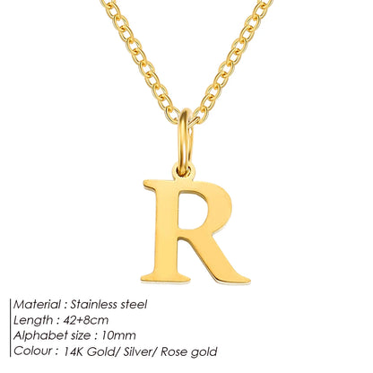 Emanco Initial Necklace O Chain Stainless Steel Name Necklace DIY Alphabet Accessories A-Z