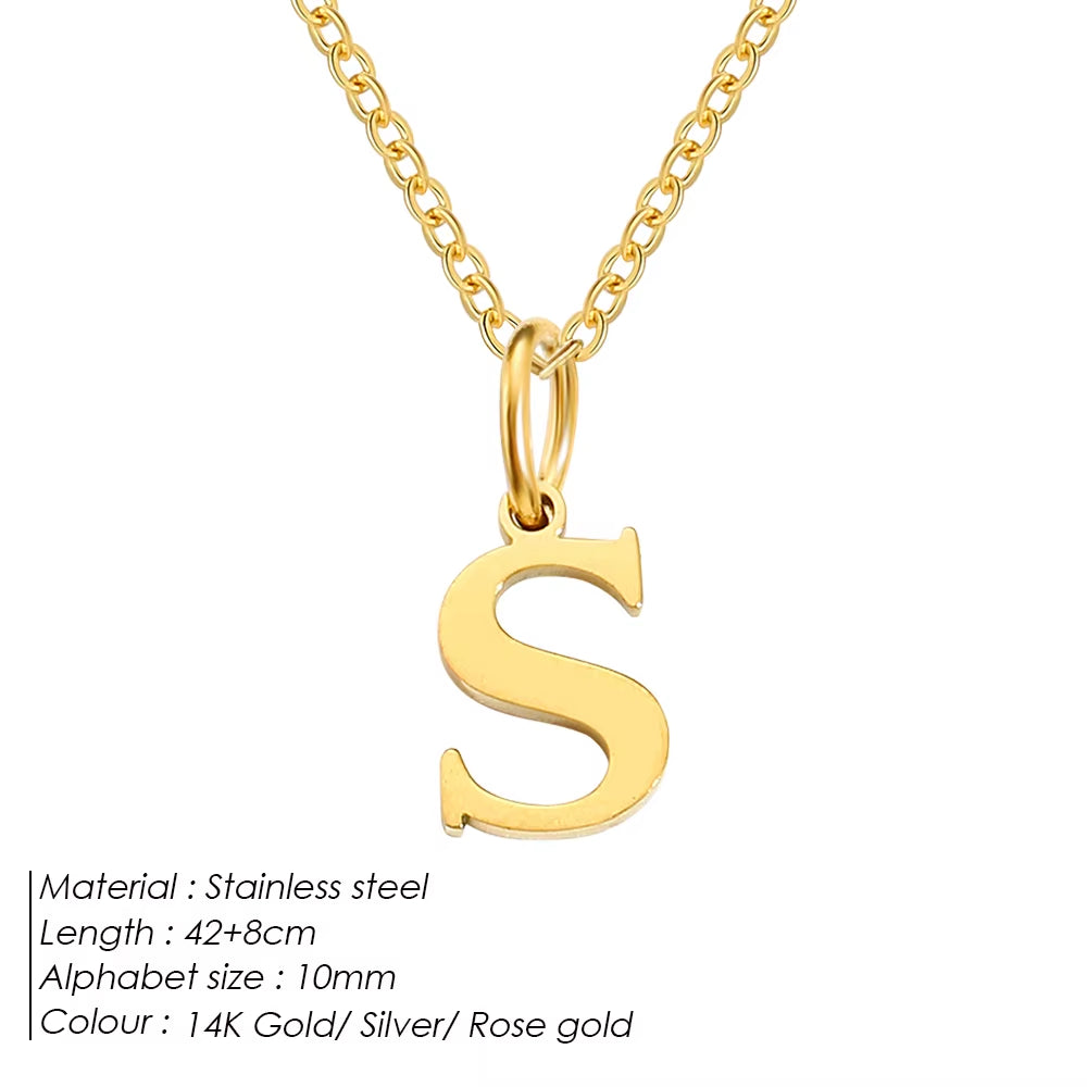 Emanco Initial Necklace O Chain Stainless Steel Name Necklace DIY Alphabet Accessories A-Z