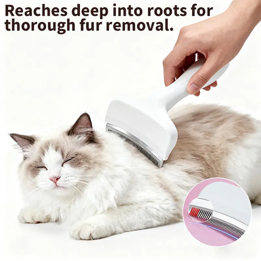 Smartwell Professional Pet Deshedding Tool Gentle Undercoat Rake for Dogs Cats Reduces Shedding Fast Dematting Comb Long Hair Pet Fur Removal Cat Grooming Tool