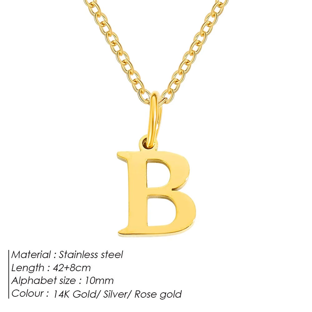 Emanco Initial Necklace O Chain Stainless Steel Name Necklace DIY Alphabet Accessories A-Z
