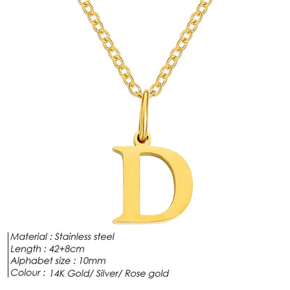 Emanco Initial Necklace O Chain Stainless Steel Name Necklace DIY Alphabet Accessories A-Z
