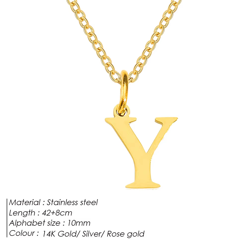 Emanco Initial Necklace O Chain Stainless Steel Name Necklace DIY Alphabet Accessories A-Z