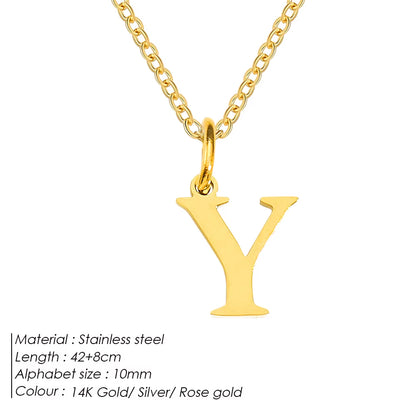 Emanco Initial Necklace O Chain Stainless Steel Name Necklace DIY Alphabet Accessories A-Z