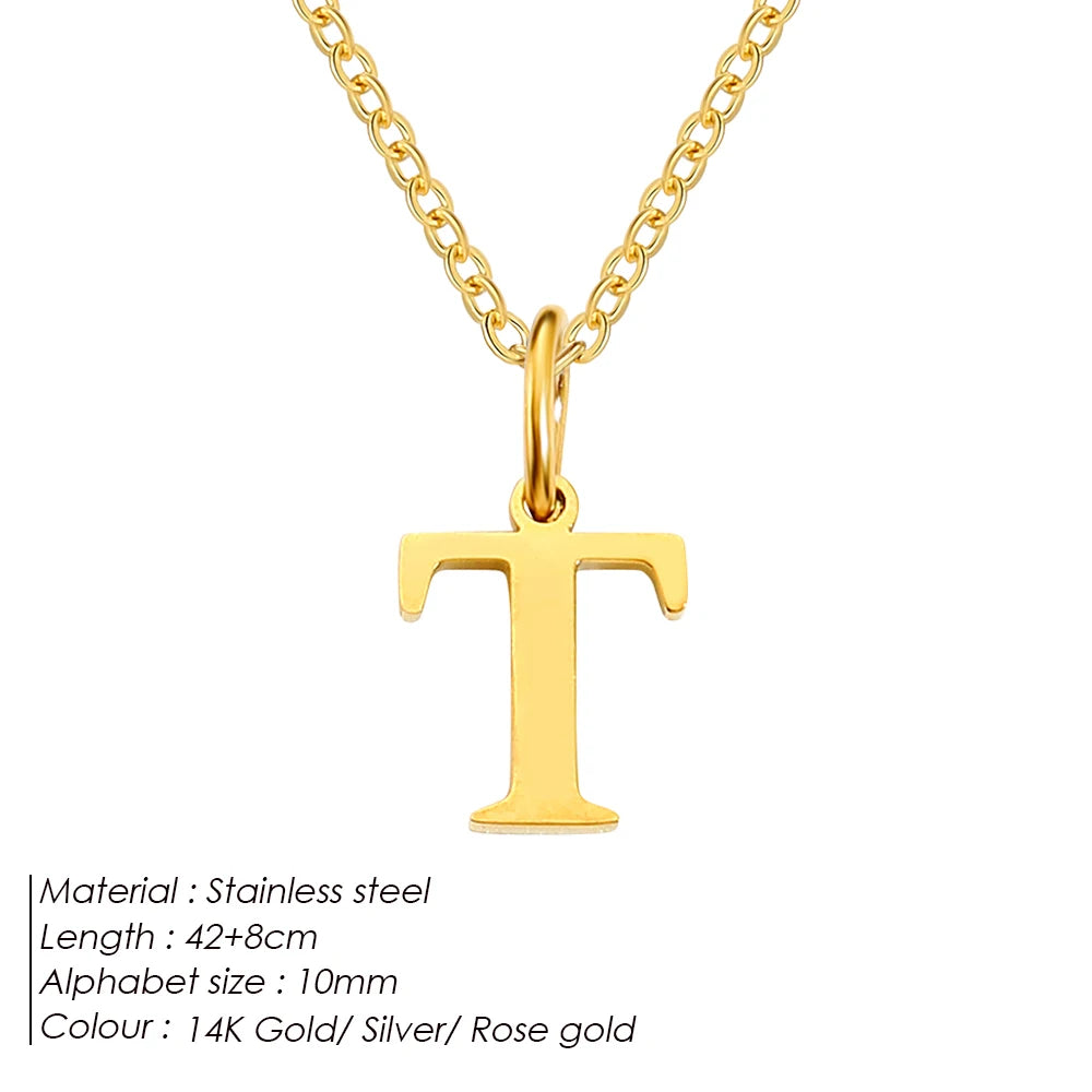 Emanco Initial Necklace O Chain Stainless Steel Name Necklace DIY Alphabet Accessories A-Z