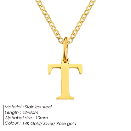Emanco Initial Necklace O Chain Stainless Steel Name Necklace DIY Alphabet Accessories A-Z
