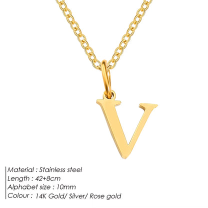 Emanco Initial Necklace O Chain Stainless Steel Name Necklace DIY Alphabet Accessories A-Z