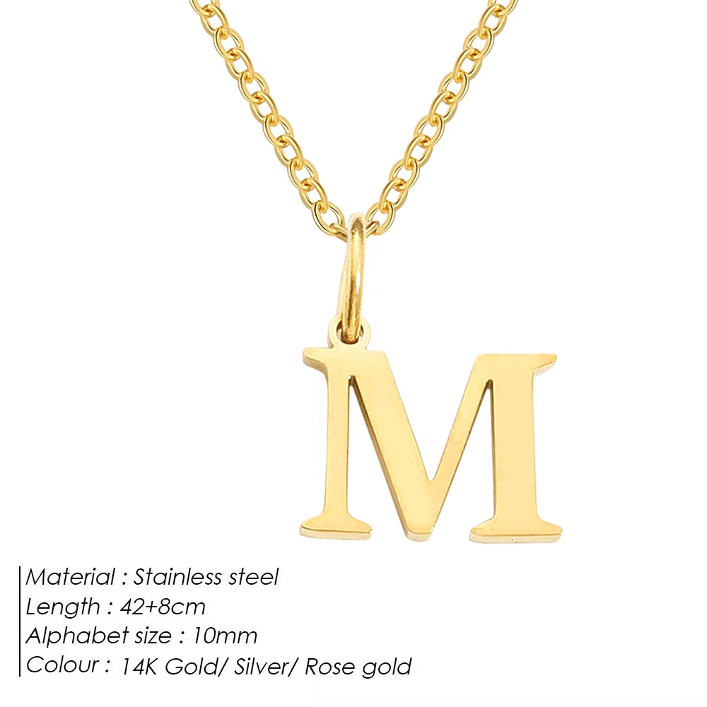 Emanco Initial Necklace O Chain Stainless Steel Name Necklace DIY Alphabet Accessories A-Z