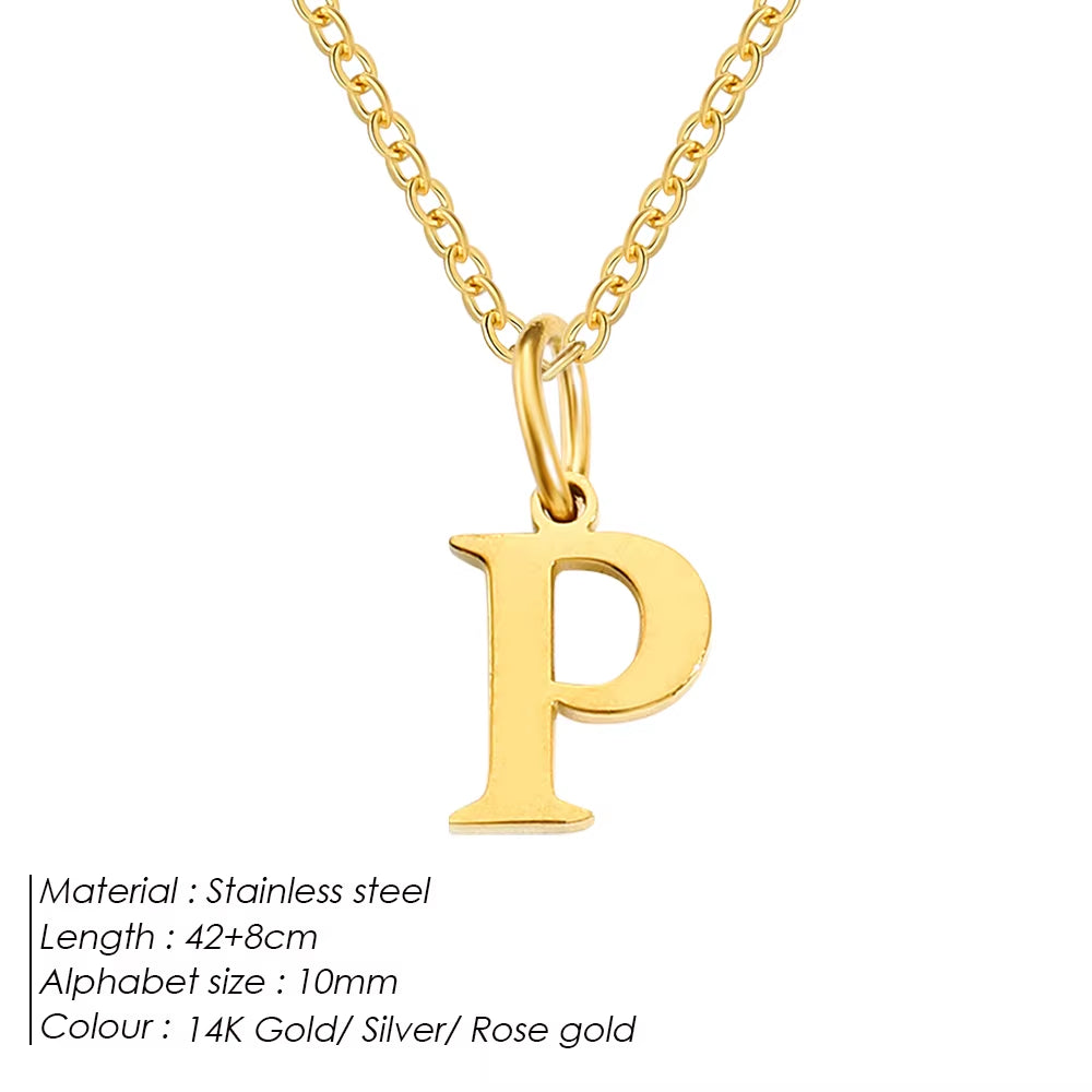 Emanco Initial Necklace O Chain Stainless Steel Name Necklace DIY Alphabet Accessories A-Z