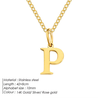 Emanco Initial Necklace O Chain Stainless Steel Name Necklace DIY Alphabet Accessories A-Z