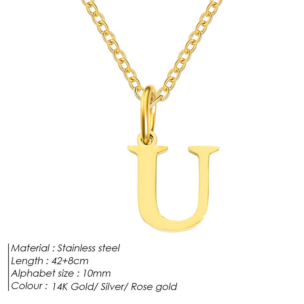 Emanco Initial Necklace O Chain Stainless Steel Name Necklace DIY Alphabet Accessories A-Z