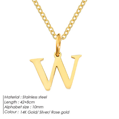 Emanco Initial Necklace O Chain Stainless Steel Name Necklace DIY Alphabet Accessories A-Z